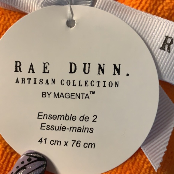 RAE DUNN “WICKED” 2 PC ORANGE HAND TOWELS - Picture 7 of 7